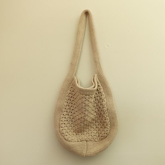Womens Crochet Woven Handbag Beach Knitted Crochet Hobo Shoulder Tote Bag Tan - Picture 7 of 7